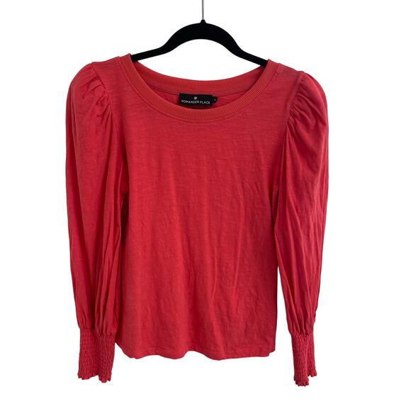 Pomander Place Tops - Tuckernuck Pomander Place Puff Sleeve Crewneck Tee Coral Pink Womens Small AS IS
